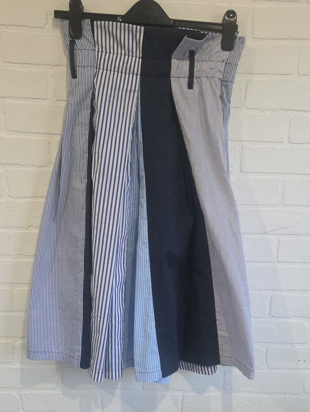 Background Striped Panel Midi Skirt - Blue Multi